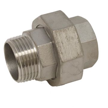 Kupplungsstück 1/8" (DIN2999) innen/ außen Edelstahl 1.4408 (flachdichtend mit PTFE-Ring)