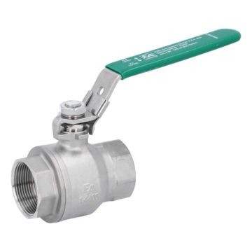 Ball valve 11/2", DIN-DVGW W570, PN25, stainless steel/PTFE, female thread