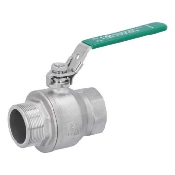 Ball valve 2", DIN-DVGW W570, PN25, stainless steel/PTFE, female/male thread