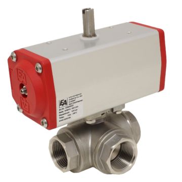 Ball valve DG, 1/4 ", with drive-ED, DW43, Stainless steel / PTFE FKM, L-bore, double-acting