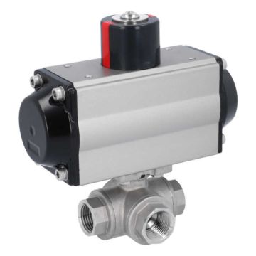 Ball valve DG, 1/4 ", with drive-OD, DW50, Stainless steel / PTFE FKM, L-bore, double-acting