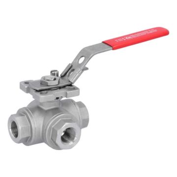 3-way ball valve 3/8 "-DIN2999, d11, PN63, L-bore stainless steel 1.4408 / PTFE FKM, ISO5211