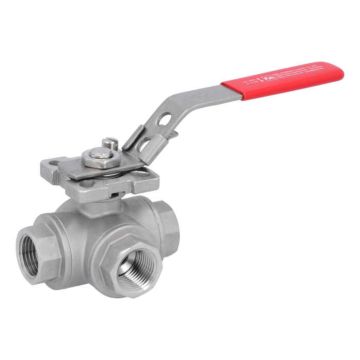 3-way ball valve 1/2 "-DIN2999, d12, PN63, L-bore stainless steel 1.4408 / PTFE FKM, ISO5211