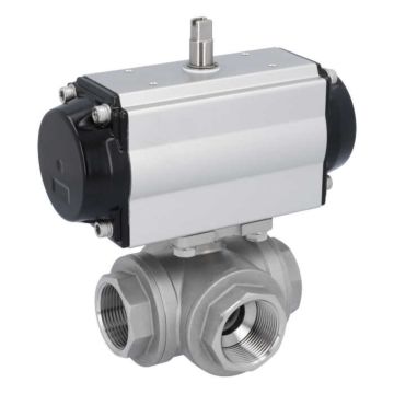 Ball valve DG, 4/11 ", with drive-OD, DW65, Stainless steel / PTFE FKM, L-bore, double-acting