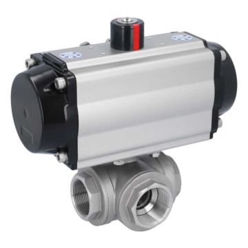 Ball valve GD, 11/2", with actuator OE, EW95, Stainless steel / PTFE FKM, L-bore, spring return