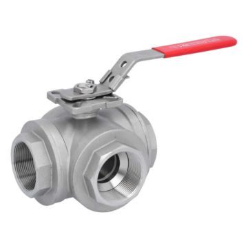 3-way ball valve 2 "-DIN2999, d40, PN63, L-bore stainless steel 1.4408 / PTFE FKM, ISO5211