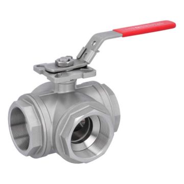 3-way ball valve 3 "-DIN2999, d60, PN63, L-bore stainless steel 1.4408 / PTFE FKM, ISO5211