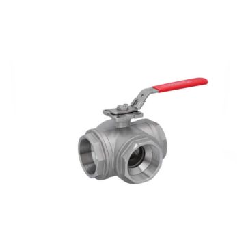 3-way ball valve 4 "-DIN2999, d75, PN63, L-bore stainless steel 1.4408 / PTFE FKM, ISO5211