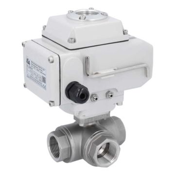 Ball valve GD, 1", with actuator LE05, st. st./PTFE-FKM, T-bore, 24VDC, oper.time app.20s