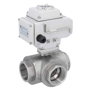 Ball valve GD, 2", with actuator LE05, st. st./PTFE-FKM, T-bore, 24VDC, oper.time app.20s