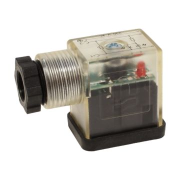 Connectors, 24V, AC / DC, DIN EN175301-803, "I", Lstainless steel / red, male solenoid: SGxx41, M16