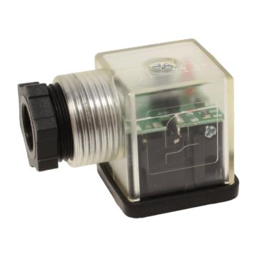 Connector, 24V, AC/DC, DIN-EN175301-803, LED/red, M20x1.5/PG9