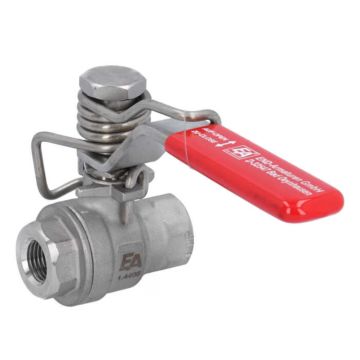 Ball valve 1/4 ", PN130, 1.4408 / PTFE, 2-piece, hand lever with spring return