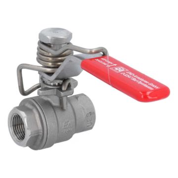 Ball valve 3/8 ", PN130, 1.4408 / PTFE, 2-piece, hand lever with spring return