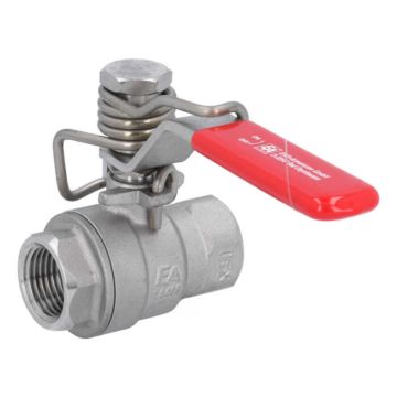 Ball valve 1/2 ", PN130, 1.4408 / PTFE, 2-piece, hand lever with spring return