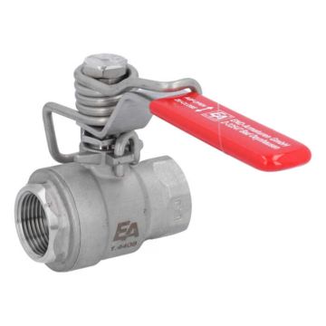 Ball valve 3/4 ", PN130, 1.4408 / PTFE, 2-piece, hand lever with spring return