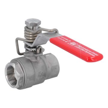 Ball valve 1 ", PN130, 1.4408 / PTFE,, 2-piece, hand lever with spring return