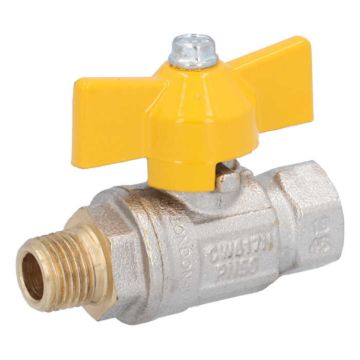 Ball valve DIN-DVGW 1/4 "-Innen / outer brass / PT, for Gases according to DVGW work PN1-5, butterfly 