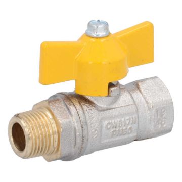 Ball valve DIN-DVGW 3/8 "-Innen / outer brass / PT, for Gases according to DVGW work PN1-5, butterfly 