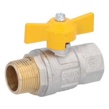 Ball Valve DIN-DVGW 3/4 "-Innen / outside, brass /, for Gases according to DVGW work PN1-5, butterfly 