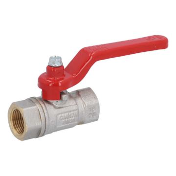 ball valve 3/8", PN50, Ms/PTFE-FKM, femalethread, Baul.: 52.4mm, handle