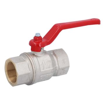 ball valve 11/4", PN30, Ms/PTFE-FKM, femalethread, Baul.: 110mm, handle