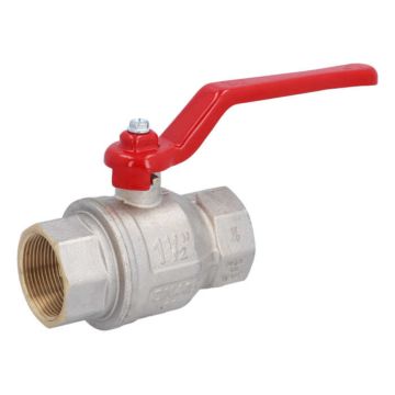 ball valve 11/2", PN30, Ms/PTFE-FKM, femalethread, Baul.: 120mm, handle