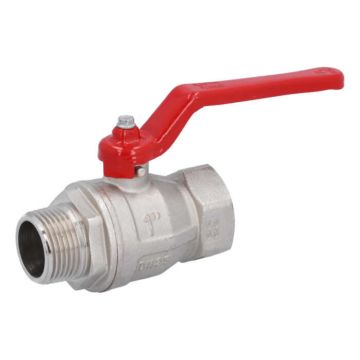 ball valve 1", PN40, Ms/PTFE-FKM, female-/male, Baul.: 92mm, handle