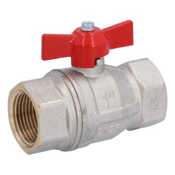 ball valve 1", PN40, Ms/PTFE-FKM, femalethread, Baul.: 90mm, butterfly handle