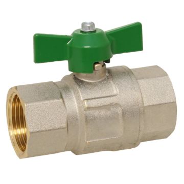 Kugelhahn 1/4", DIN-DVGW W570, PN50, Ms/PTFE für Trinkwasser nach EN13828, Flügelgriff grün