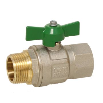 Ball valve 1/4 "F / M, DIN-DVGW W570, PN50, brass , green for drinking water according to EN13828, but