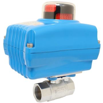 Ball valve-KA, 1/2 ", with drive-NE05, brass/PTFE-FKM, 24V DC, running time approx 8sec.