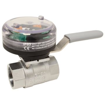 Ball Vlave-KA, 1/2", with limit switch-VE, brass/PTFE-FKM, max. 250VAC-5A, IP65