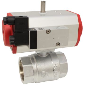 Ball valve KA 1/2 ", with drive ED43, Brass / PTFE FKM, double-acting