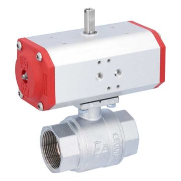 Ball valve KA 1 1/2" w. drive ED55, Brass / PTFE FKM, double-acting