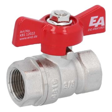 Ball Valve 3/8", PN30, brass/PTFE, female/female, butterfly handle