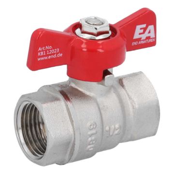 Ball Valve 1/2", PN30, brass/PTFE, female/female, butterfly handle