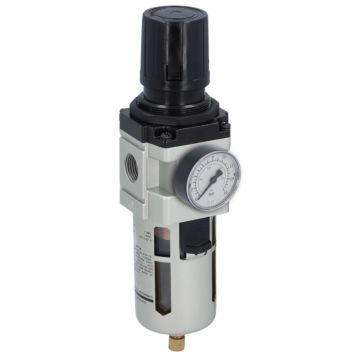 Filter pressure regulator 1", drain: manual, Aluminium/polyamide/NBR, with manometer