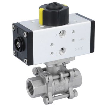 Ball valve-MA 1/4"-female thread, w. actuator OD32, Stainless steel/PTFE-FKM, double acting