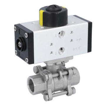 Ball valve-MA 1/2"-female thread, w. actuator OD32, Stainless steel/PTFE-FKM, double acting