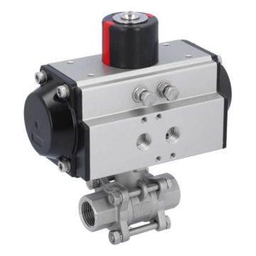 Ball valve-MA 1/2"-female thread, w. actuator OD50, Stainless steel/PTFE-FKM, double acting