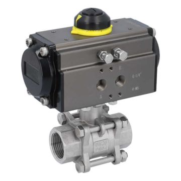 Ball valve-MA 1", with actuator OD52, stainless steel/PTFE-FKM, double acting