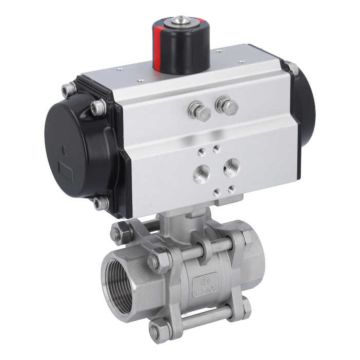 Ball valve MA 11/4"-female thread, w.actuator OD65, Stainless steel/PTFE-FKM, double acting