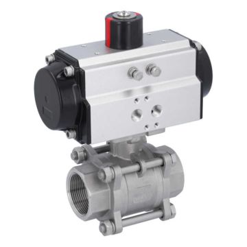 Ball valve MA 11/2"-female thread, w.actuator OD65, Stainless steel/PTFE-FKM, double acting