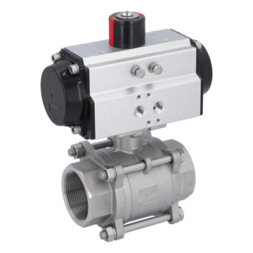 Ball valve MA 2"-female thread, with actuator OD65, Stainless steel/PTFE-FKM, double acting