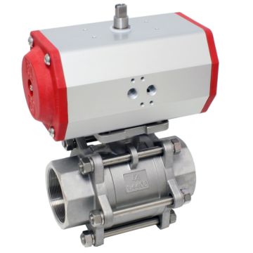 Ball valve MA 21/2" female, with actuator ED85, Stainless steel/PTFE-FKM, double acting