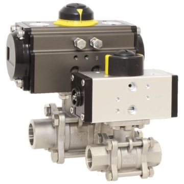 Ball valve MA 3"-female, with actuator OD92, stainless steel/PTFE-FKM, double acting