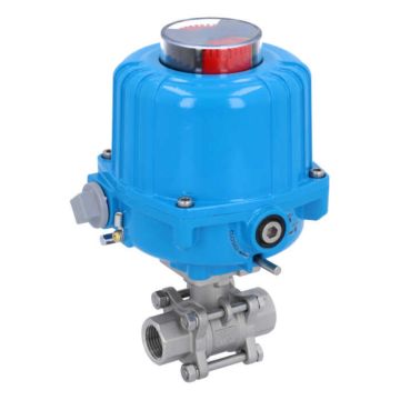 Ball valve-MA, 1/2 "thread, with drive-NE03, Stainless steel / PTFE FKM, 24V DC, term 7sec.