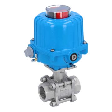 Ball valve-MA, 1 "female, with drive-NE03, Stainless steel / PTFE FKM, 24V DC, term 7sec.