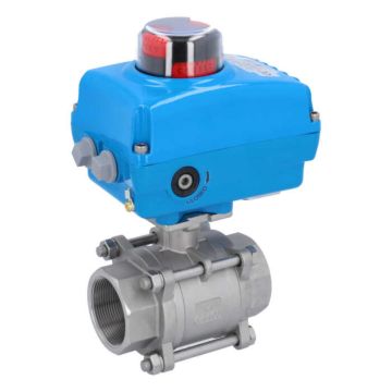 Ball valve-MA, 2 "female, with drive-NE05, Stainless steel / PTFE FKM, 24V DC, running time a